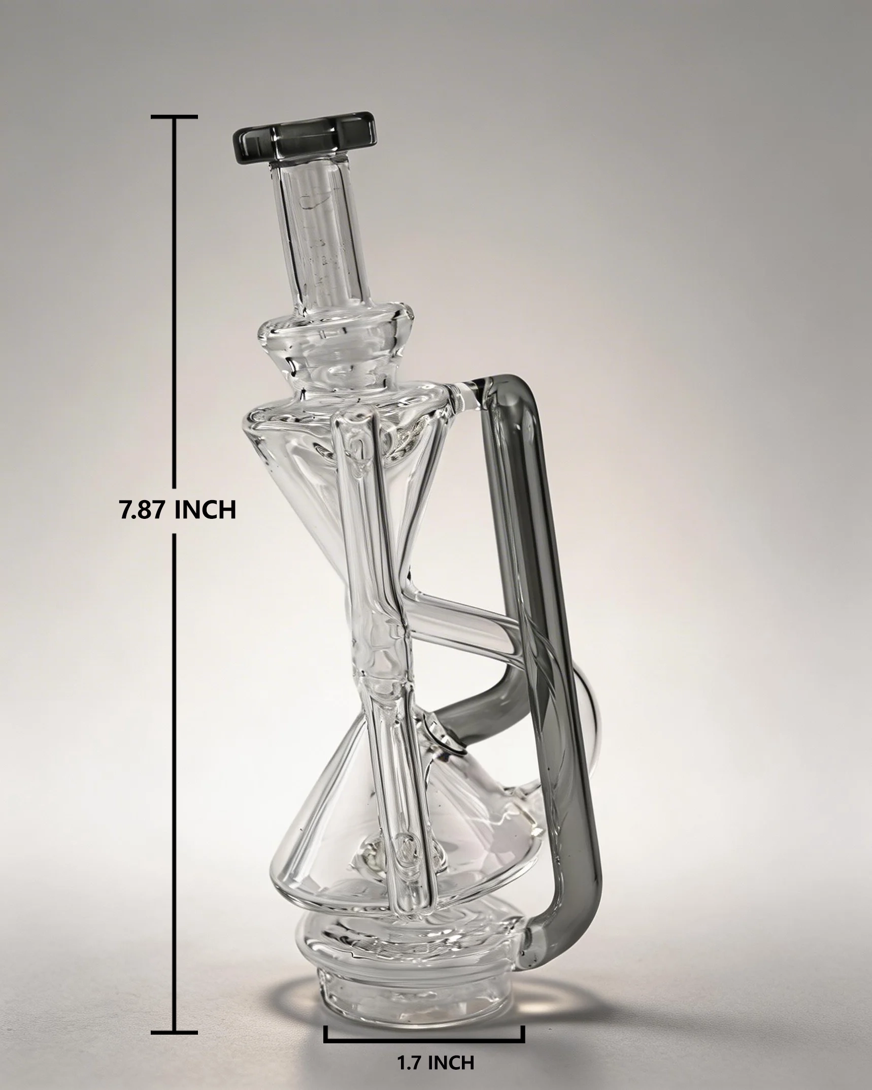 Geometric-shaped glass bubbler with labeled dimensions for Puffco Peak Pro