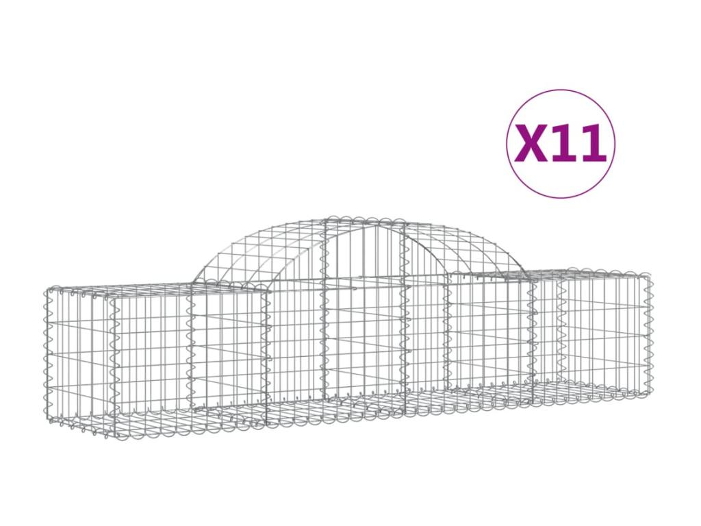Cestas de gaviones arqueadas 11 piezas 200x50x40/60 cm hierro galvanizado