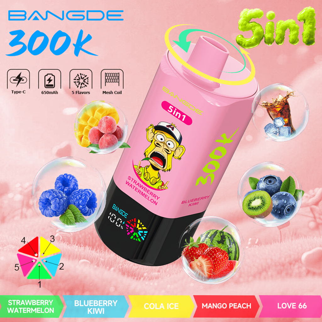 Bang DE 300K 5-in-1Disposable Vape|Up to 300,000 Puffs & Five Flavors in One Device
