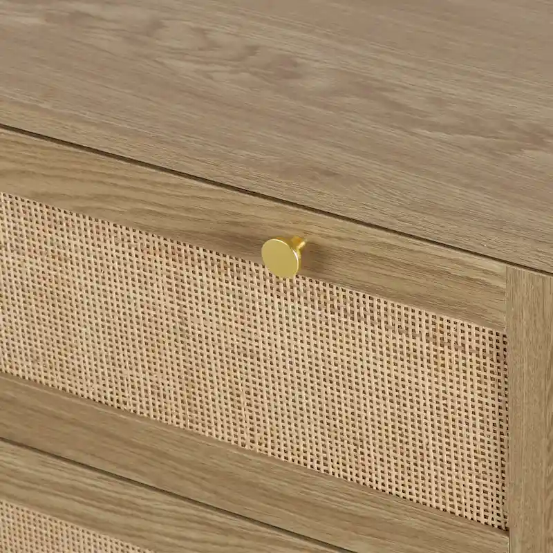 Modern Boho 3-Drawer Rattan Dresser - Stylish Chest of Drawers with Ample Storage for Your Bedroom