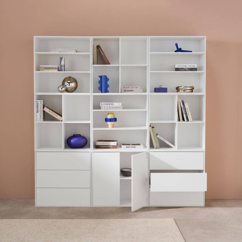 Kompo - Kit estantería o biblioteca modular decorativa madera con 9 elementos