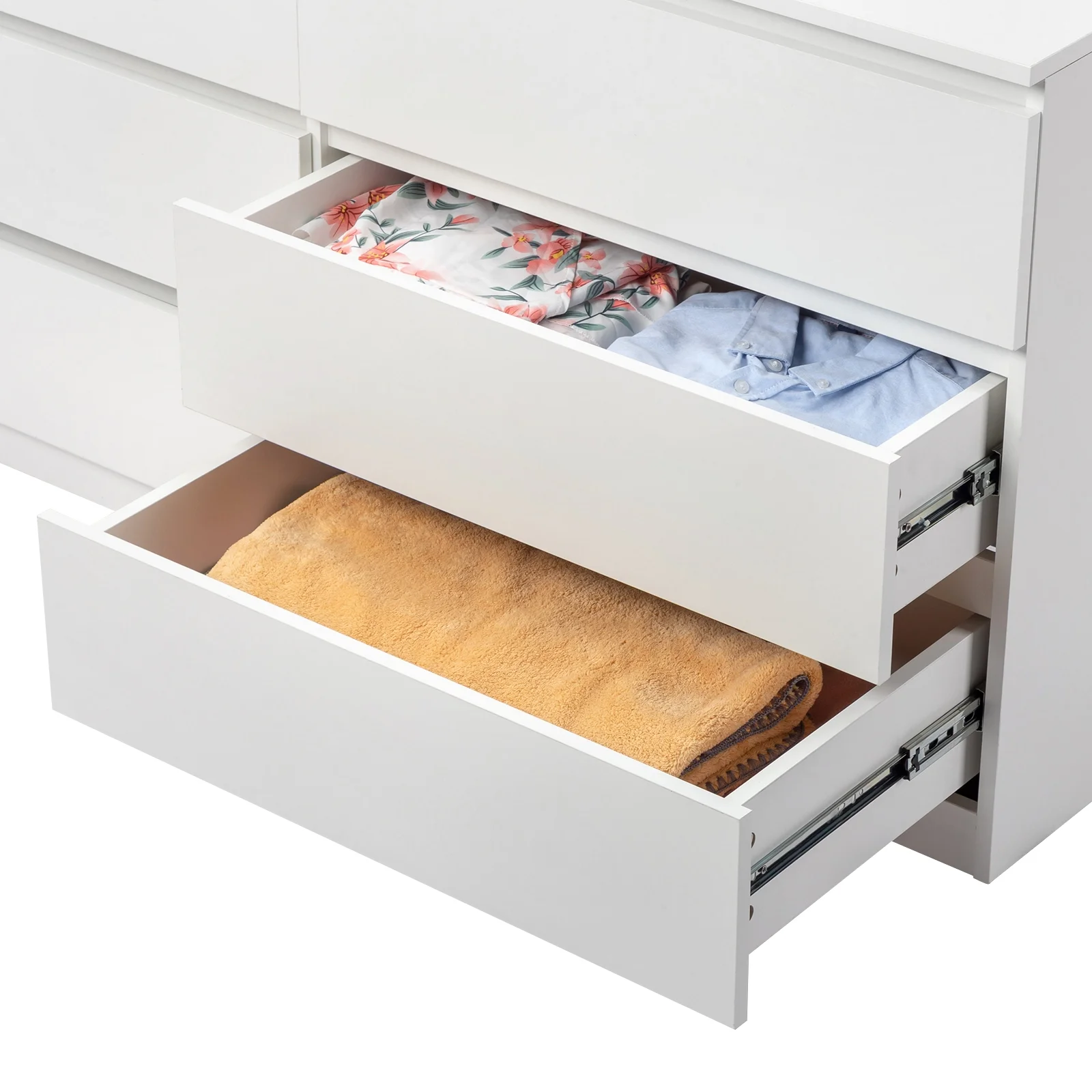 Ktaxon 6 Drawer Double Dresser Wood Dresser Storage Cabinet Drawer Organizer Chest Of Drawers, White - Image 15