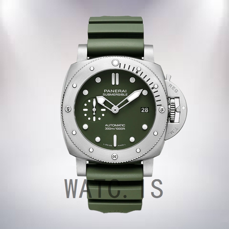 Panerai Submersible PAM01055 Men's 47mm Silver-tone Green Dial