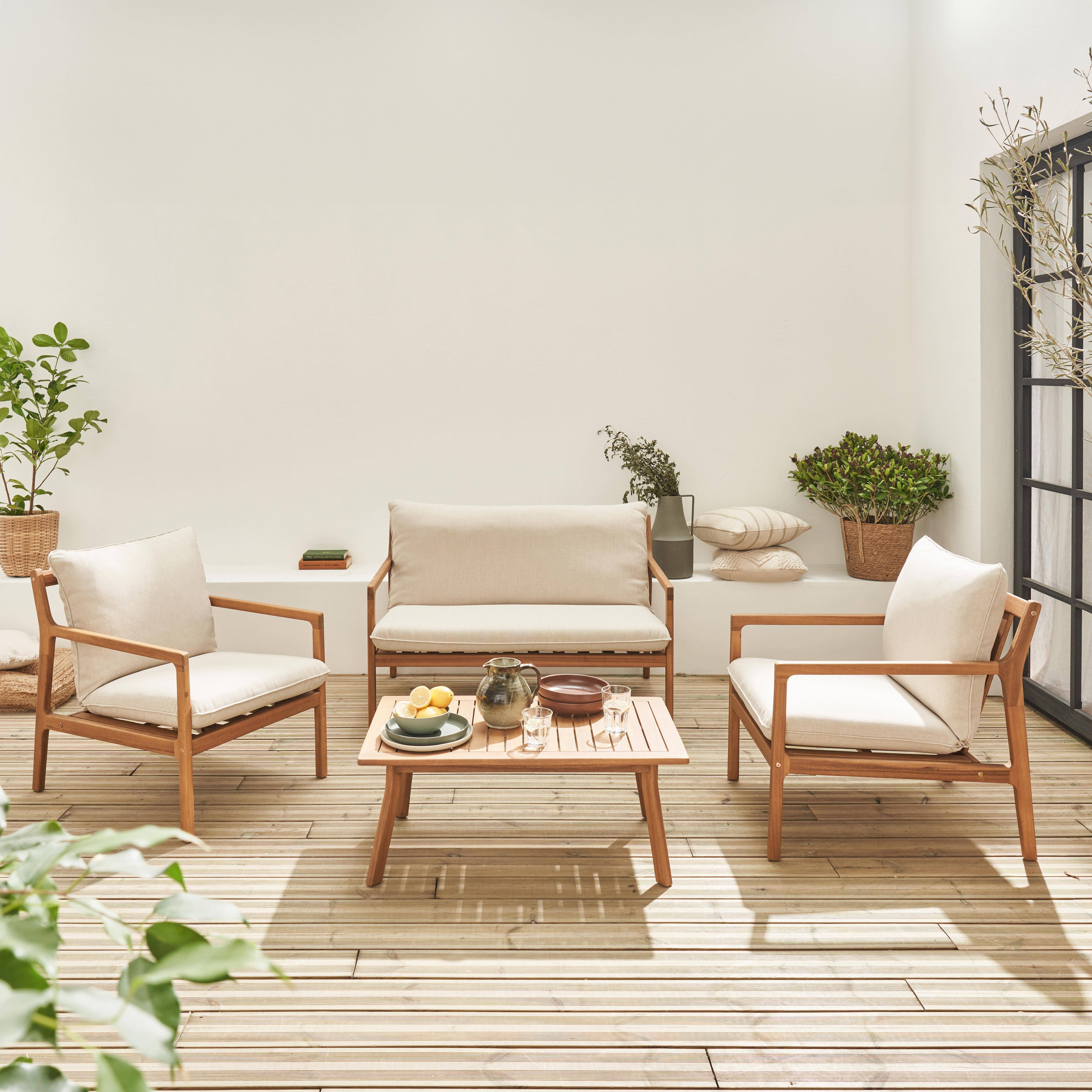 Nalda - Conjunto de jardín de madera de 4 plazas