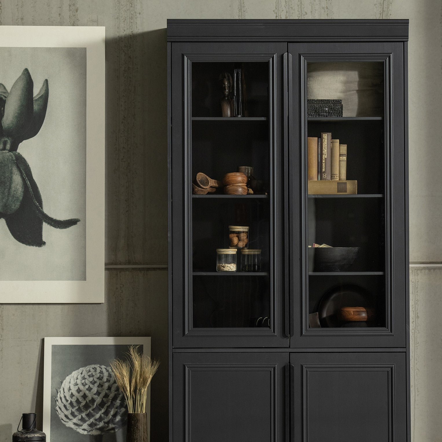 WOOOD Organize Vitrinekast Grenenhout - Zwart