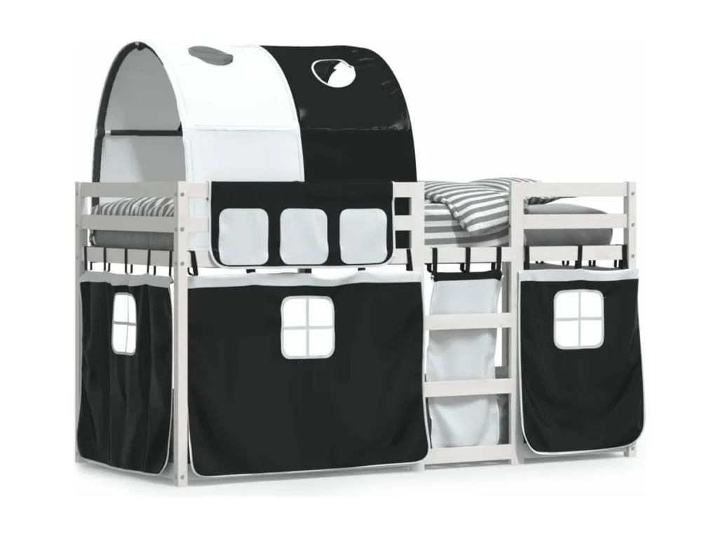 Litera con cortinas Hogarve maciza Hogarve blanco y negro 90x190 cm 84248wamu