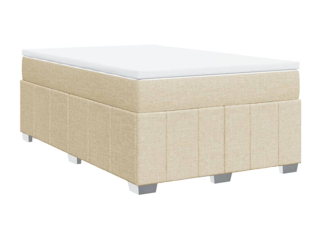 Cama box spring con colchón tela color crema 120x190 cm