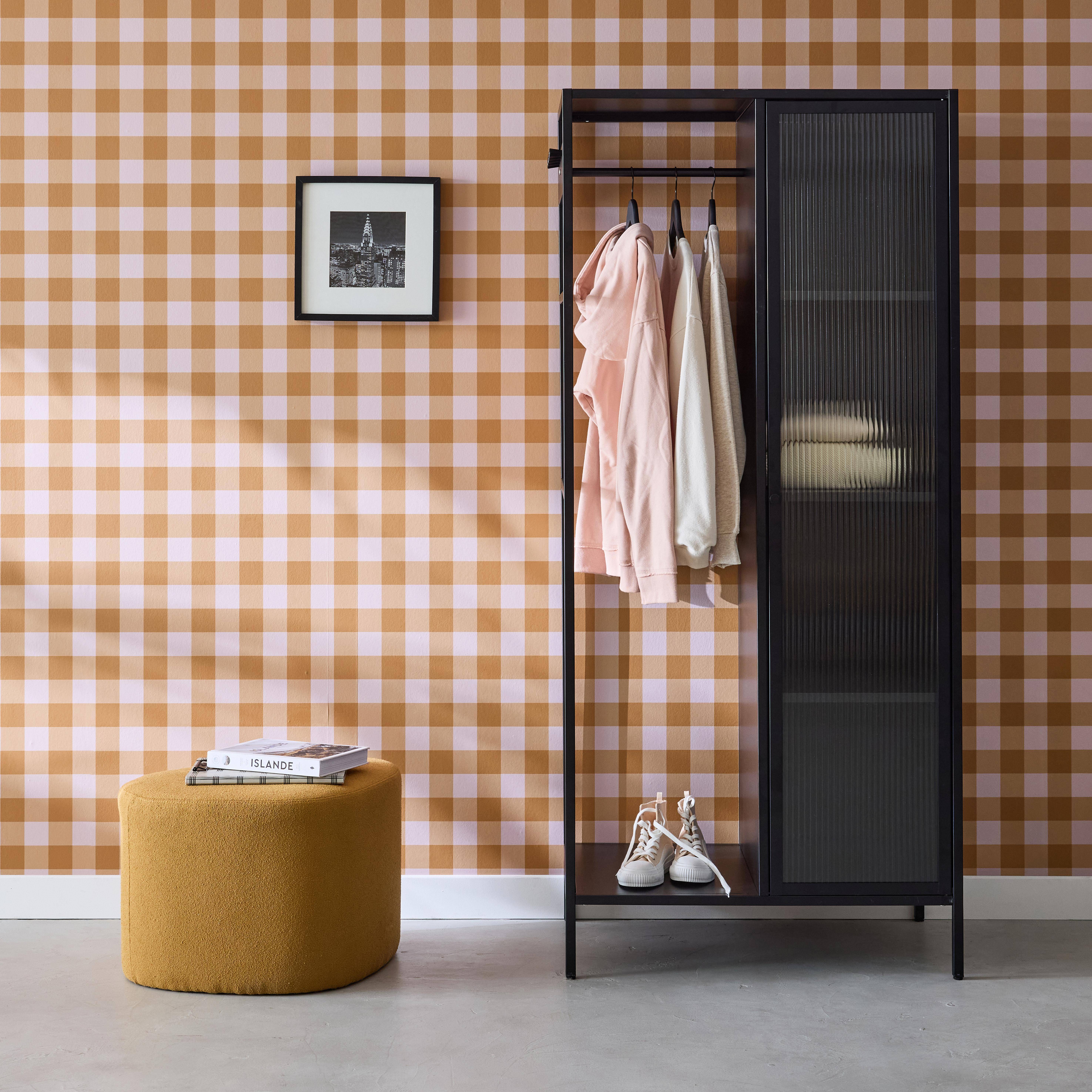 Soho - Vestidor armario industrial metal con barra + 5 espacios de almacenamiento