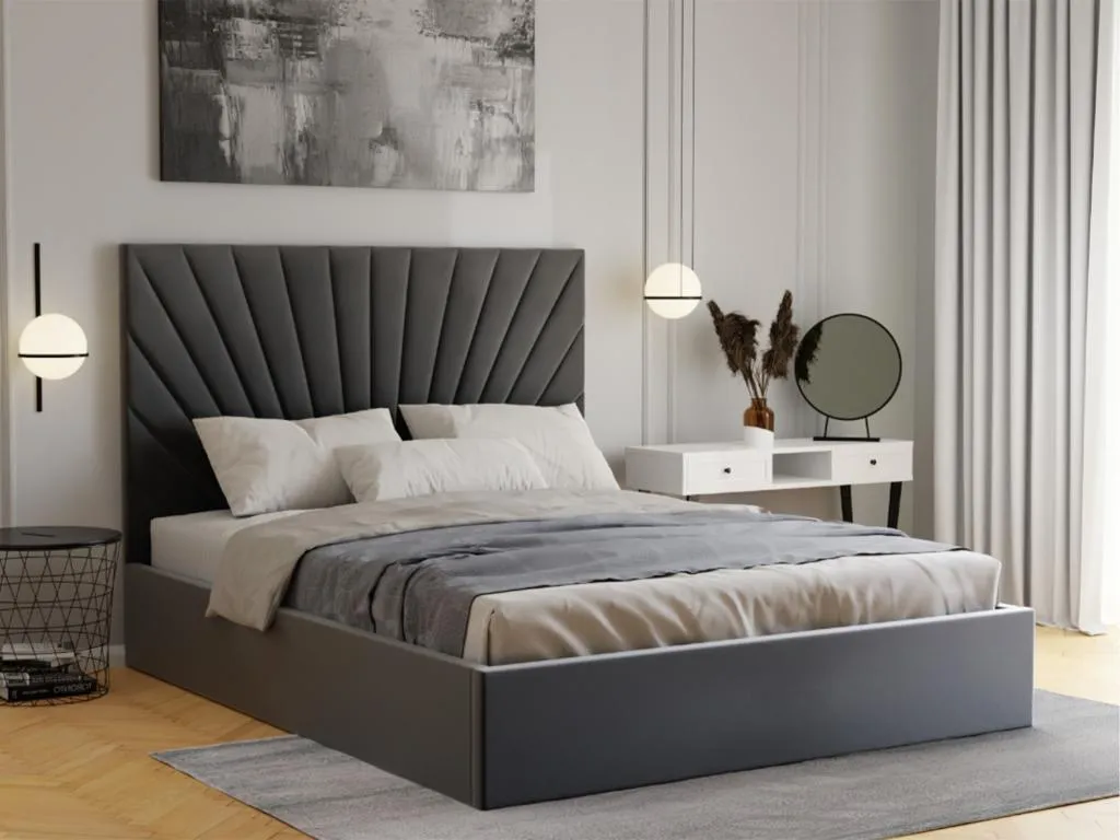 Canapé abatible 180x200 cm - Terciopelo - Gris antracita - Andreuworldcasa