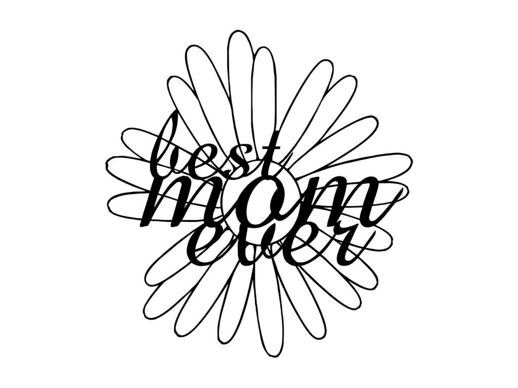 Decoración de Metal Best Mom, Negro, 60x1,5x64 cm, Mubdelu