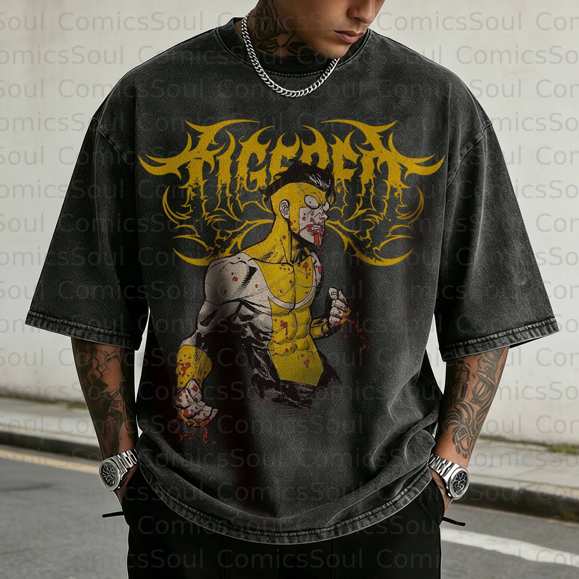 Unisex Anime Inspired Vintage Washed T-Shirt