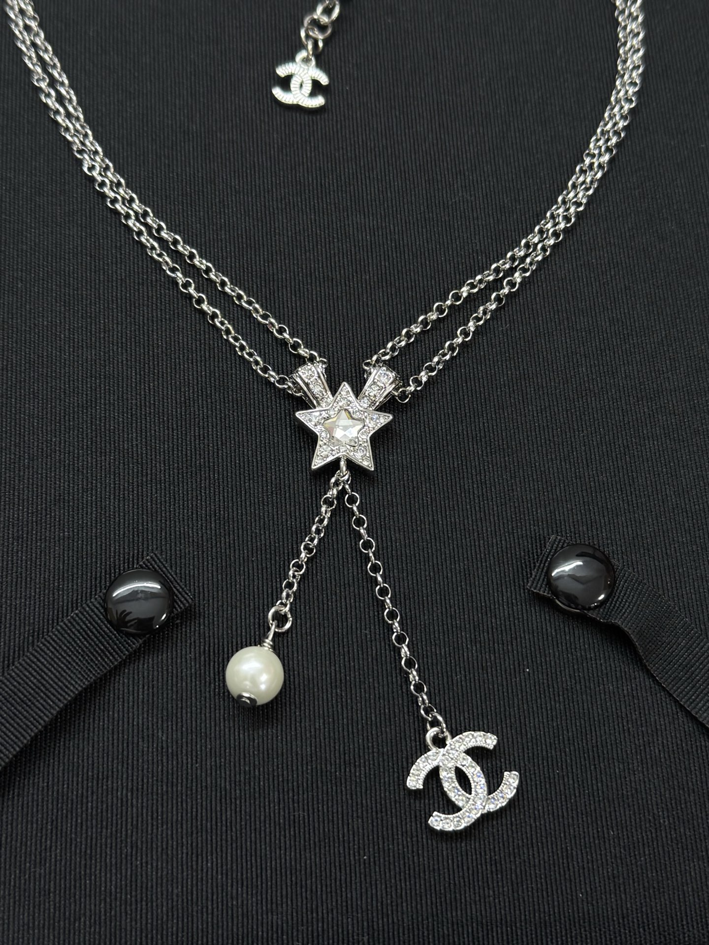 Chanel Two Layered Star with CC and Pearl Tassel Necklace - Original Replica Club