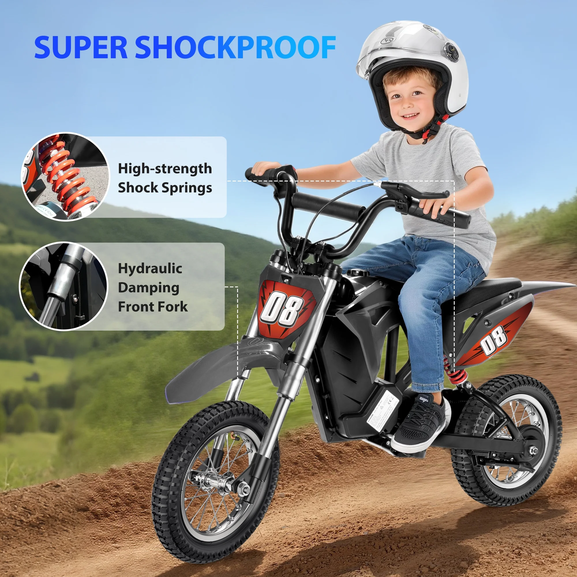36V Kids Electric Dirt Bike,Fast Speed Electric Motorcycle Up to 16 MPH & 10 Miles Long-Range, 3-Speed Modes, Twist Grip Throttle, Dual Suspension & Brakes for Kids Ages 5-10 Ride on Toys - Image 10