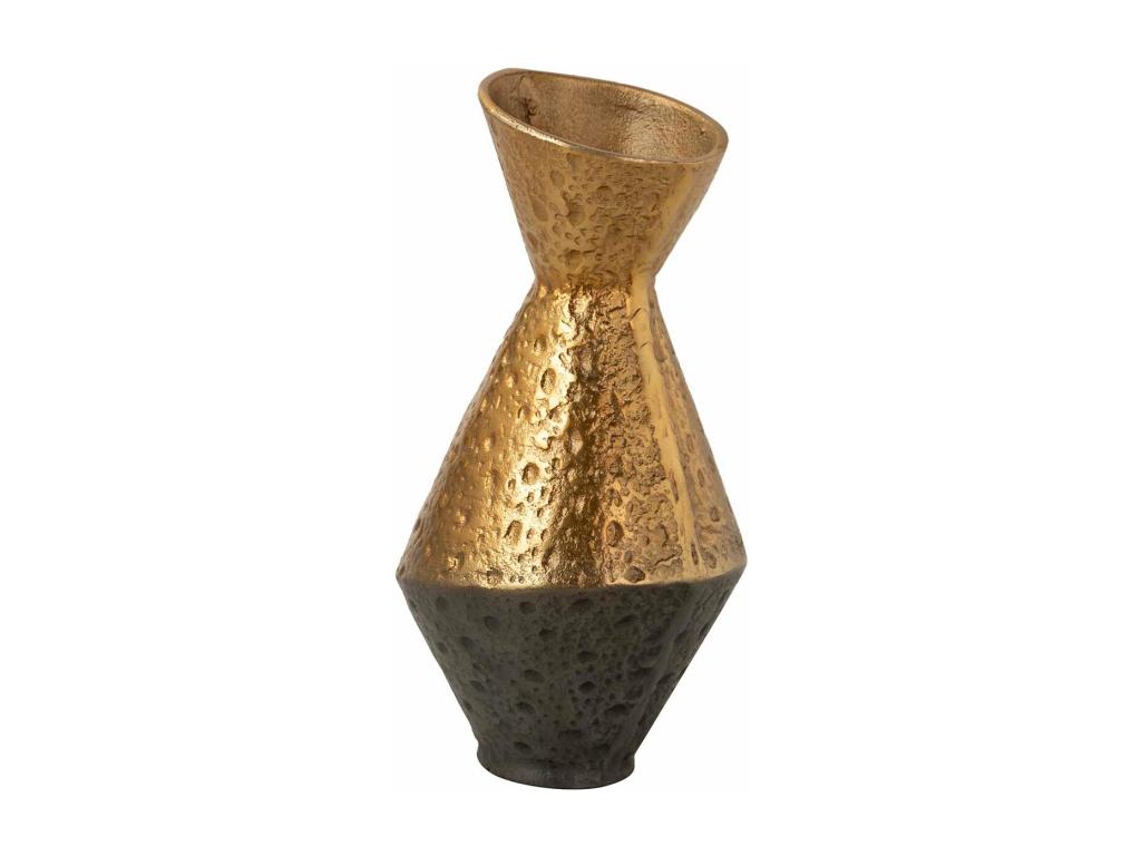 Florero Aluminio Negro / Dorado 13x13x25 Cm