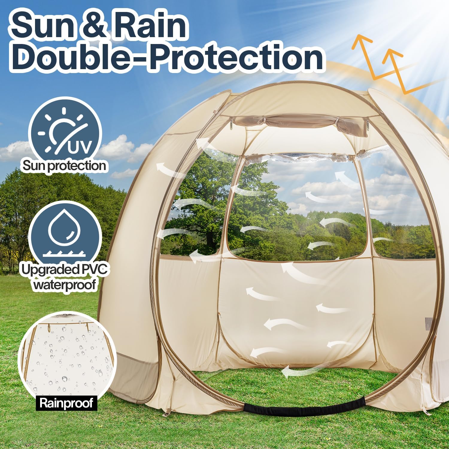 Screen gazebo sleeps 6-10-15 people Igloo-style canopy tent mosquito net on the sides Perfect