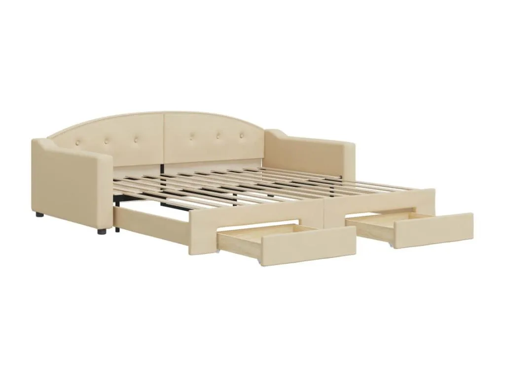 Sofá cama Decounico con cajones tela color crema 100x200 cm