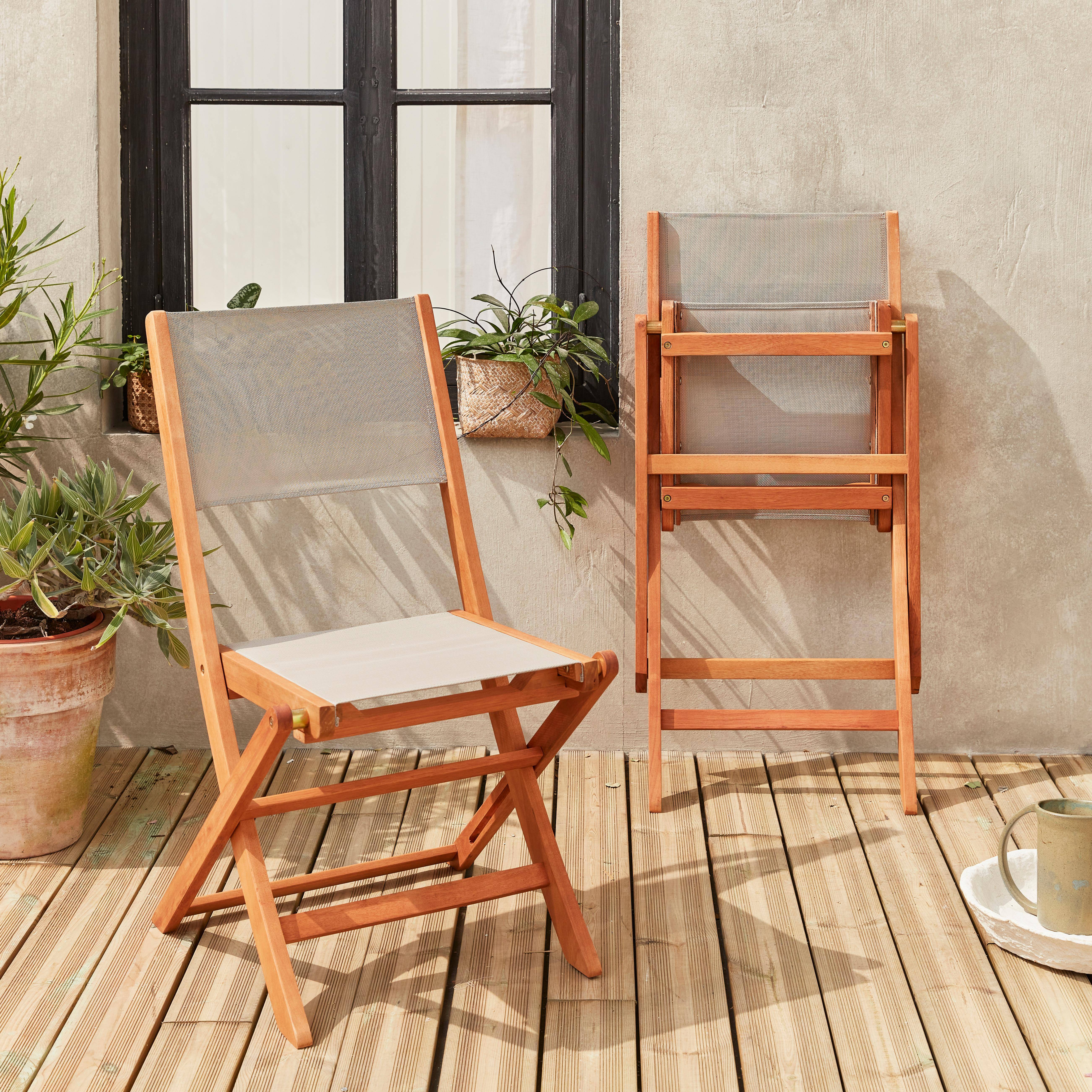 Almeria - Silla de jardín plegable de madera de eucalipto, set de 2