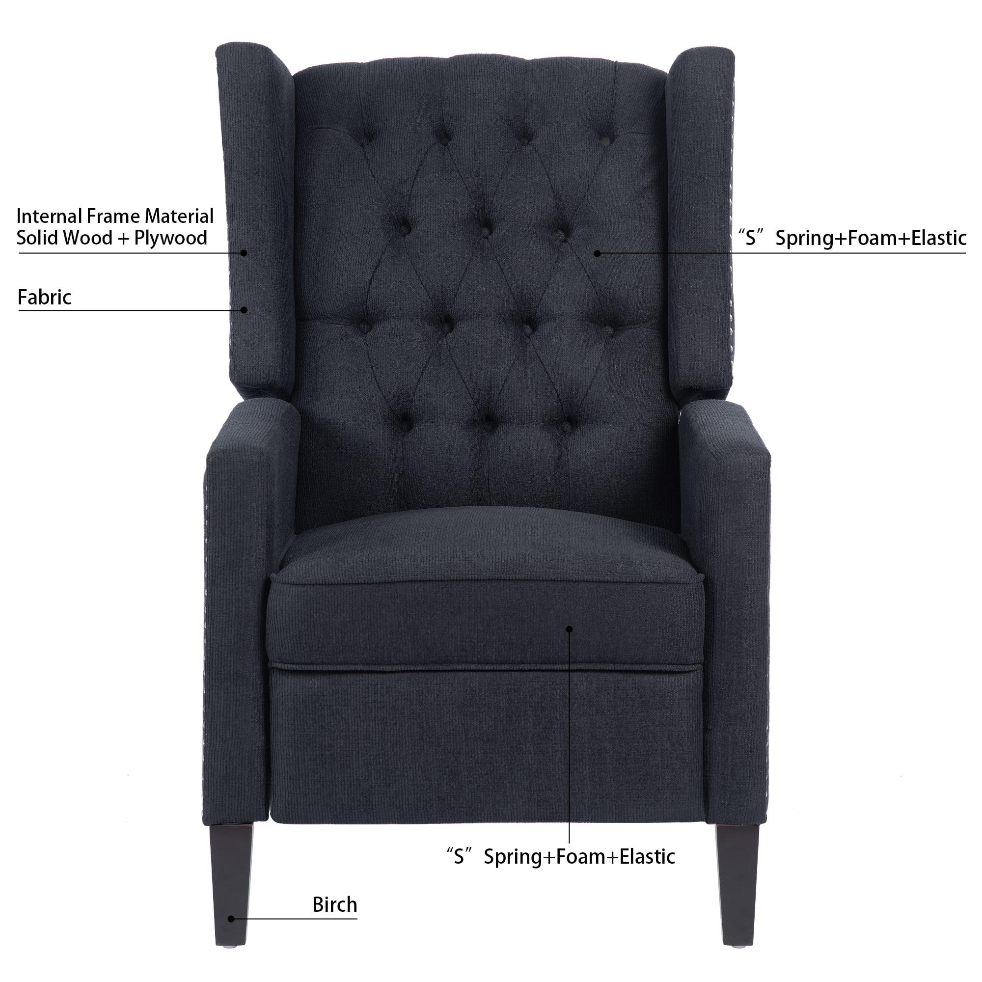 Recliner Chair, Living Room Chairs with Arms, Adjustable Single Reclining Sofa, Home Theater Seating Arm Chair with Thick Padded Seat, Footrest, Lounge Chair for Bedroom, Blue - Image 29
