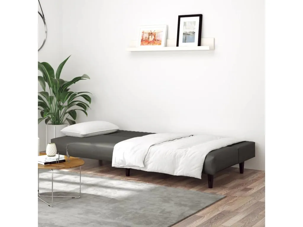 Sofá cama de 2 plazas cuero sintético gris