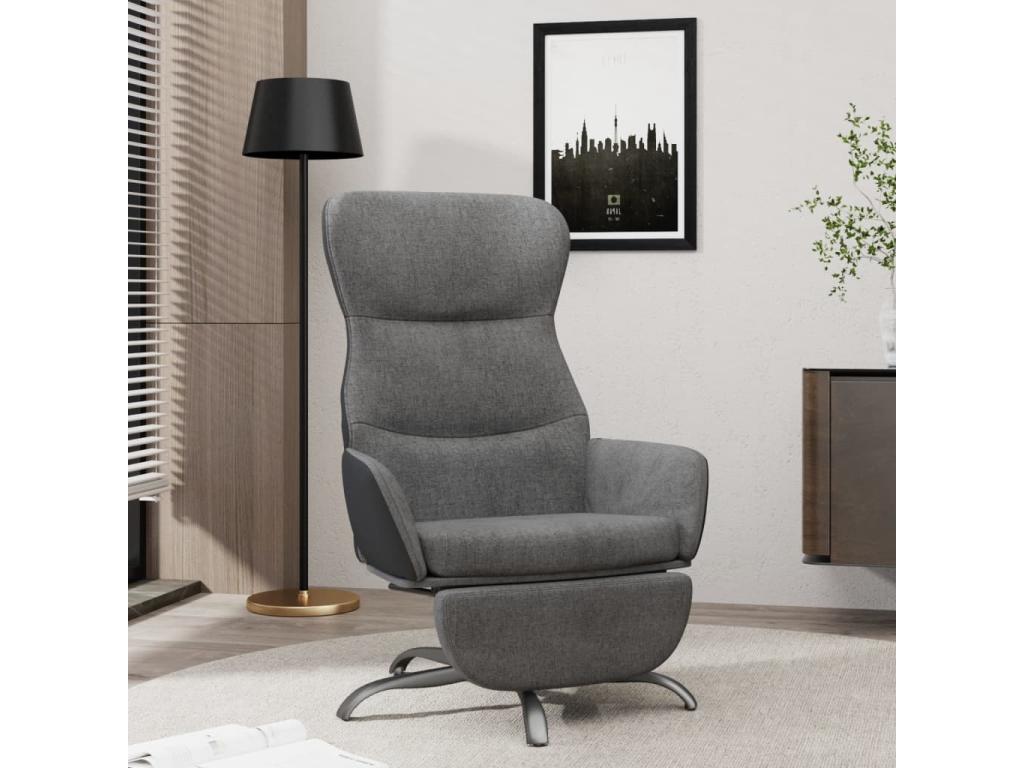 Sillón de Nestleano con reposapiés tela gris oscuro