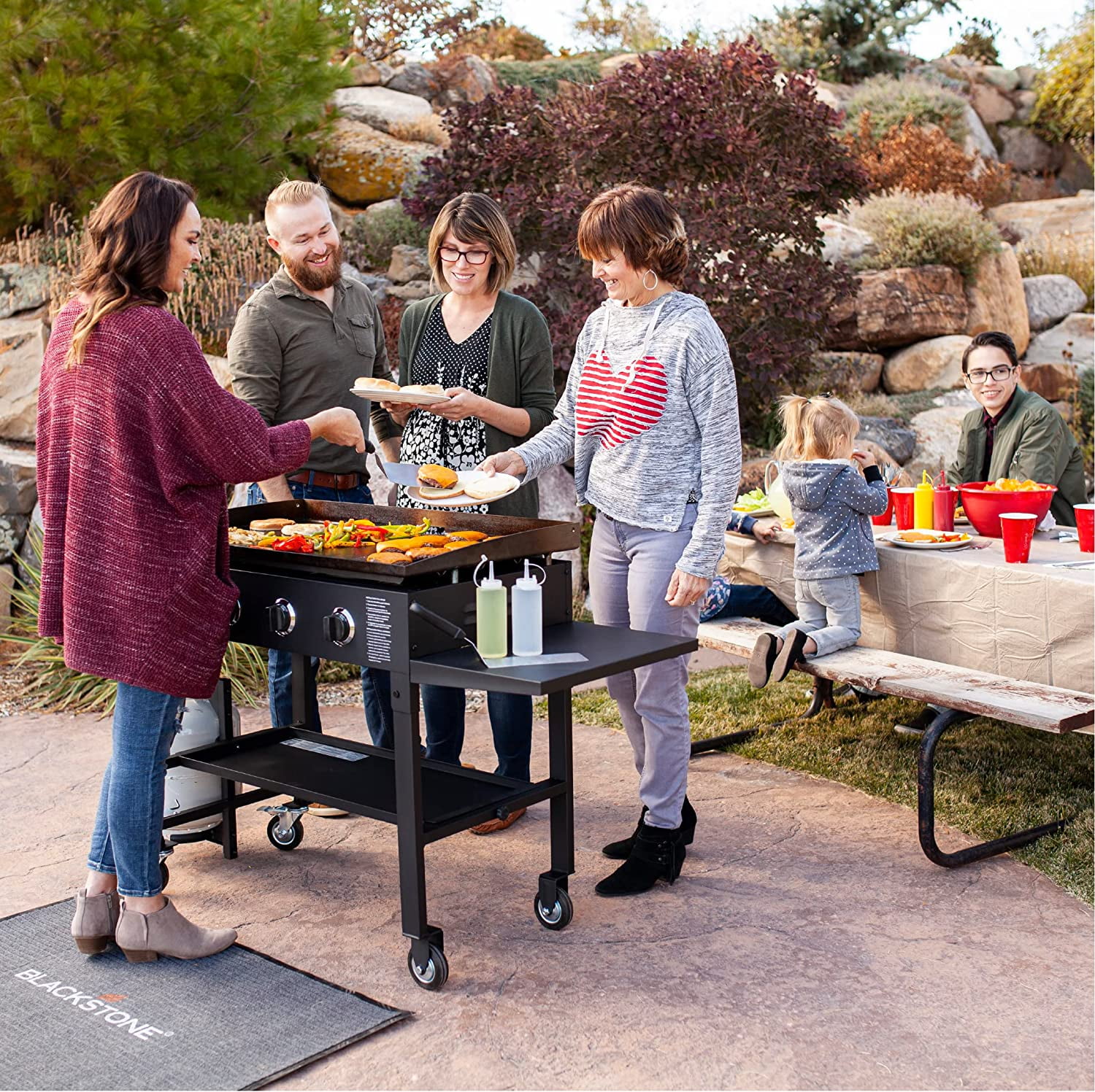36 Inch Gas Griddle Cooking Station 4 Burner Flat Top Gas Grill Propane Fuelled Restaurant Grade Professional 36- Outdoor Griddle Station with Side Shelf (1554) - Image 4