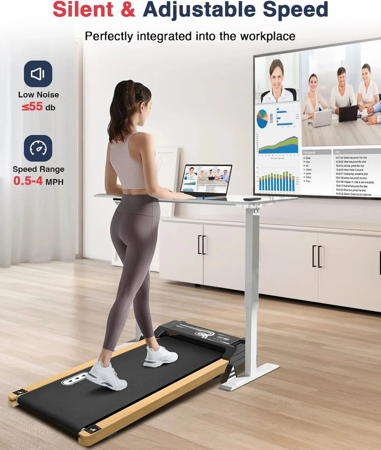 Ecotronic Indoor Electric Walking Pad With Natural Wood Finish, 2.25HP Motor, LED Display, Remote Control And Incline - Image 9 Ecotronic Indoor Electric Walking Pad With Natural Wood Finish, 2.25HP Motor, LED Display, Remote Control And Incline - Image 9