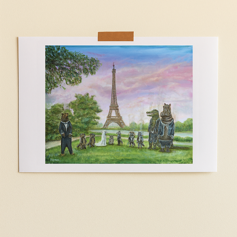 Merci x Travis Chapman - Affiche Eiffel Tower Sunset Wedding