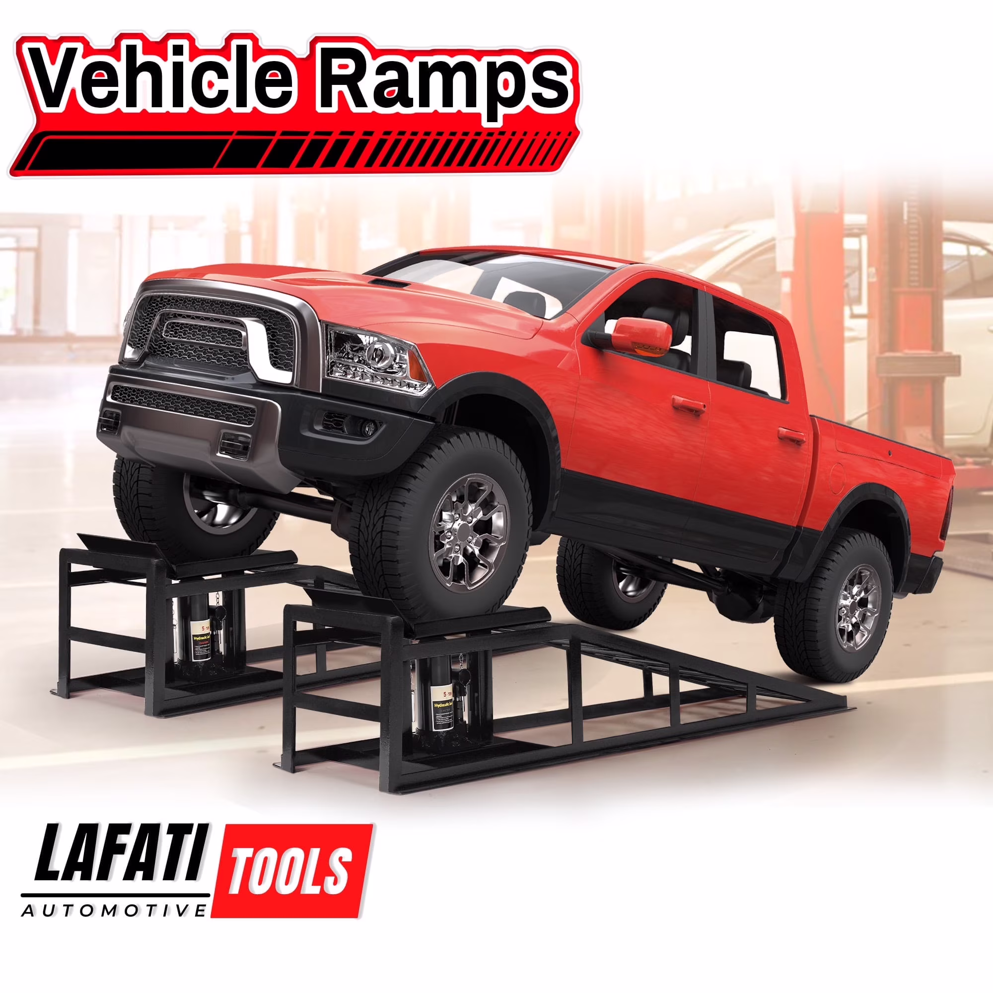 Lafati 2-Pack Hydraulic Car Ramps: Heavy-Duty Vehicle Ramps with 5T / 10000lbs Jack Load Capacity, Portable Design for Effortless Oil Changes and Car Lifts - Image 9