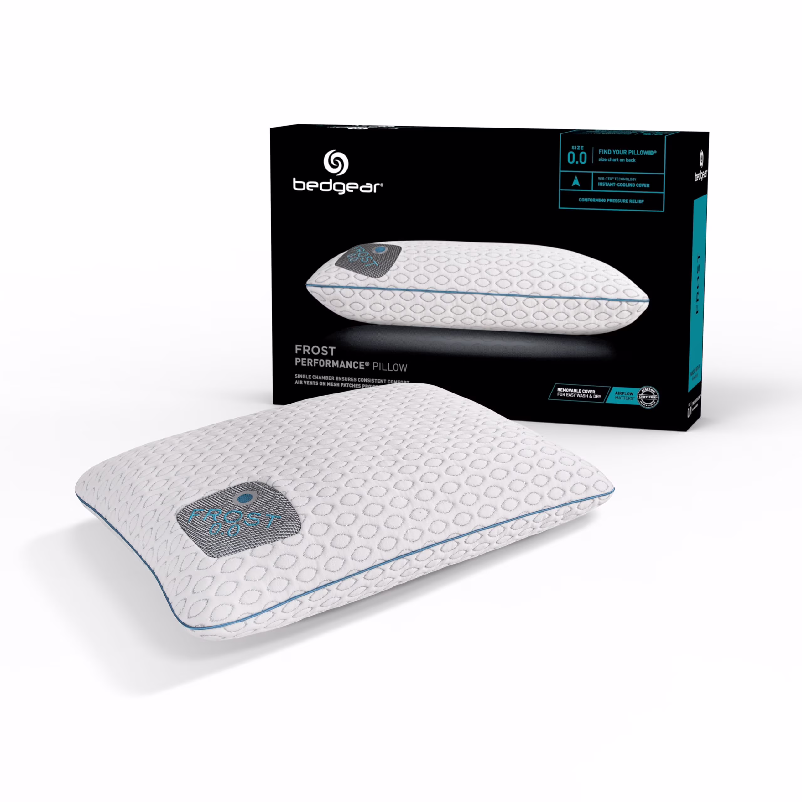 Bedgear Frost Performance Pillow - Size 3.0 - Cooling Bed Pillow for Hot Sleepers - Medium Firmness Pillow for All Sleep Positions, Hypoallergenic