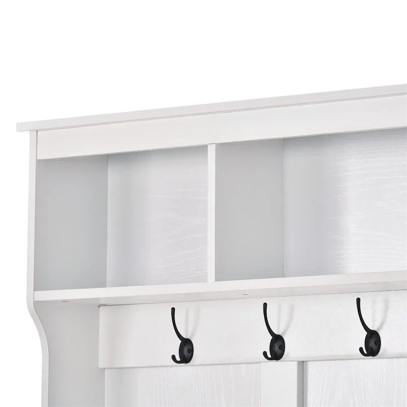 Merax Versatile Hall Tree with Hooks, Shelves, and 24 Shoe Storage Cubbies