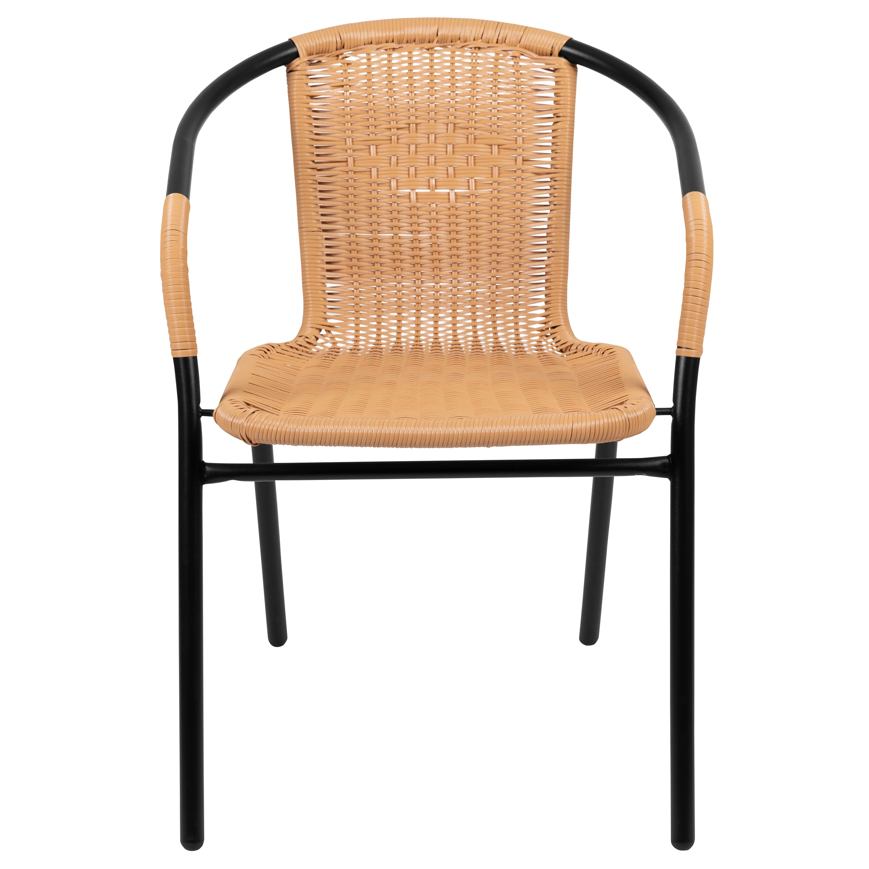 Emma + Oliver Indoor/Outdoor Stacking Rattan Restaurant Patio Chairs, Set of 2, Gray - Image 45