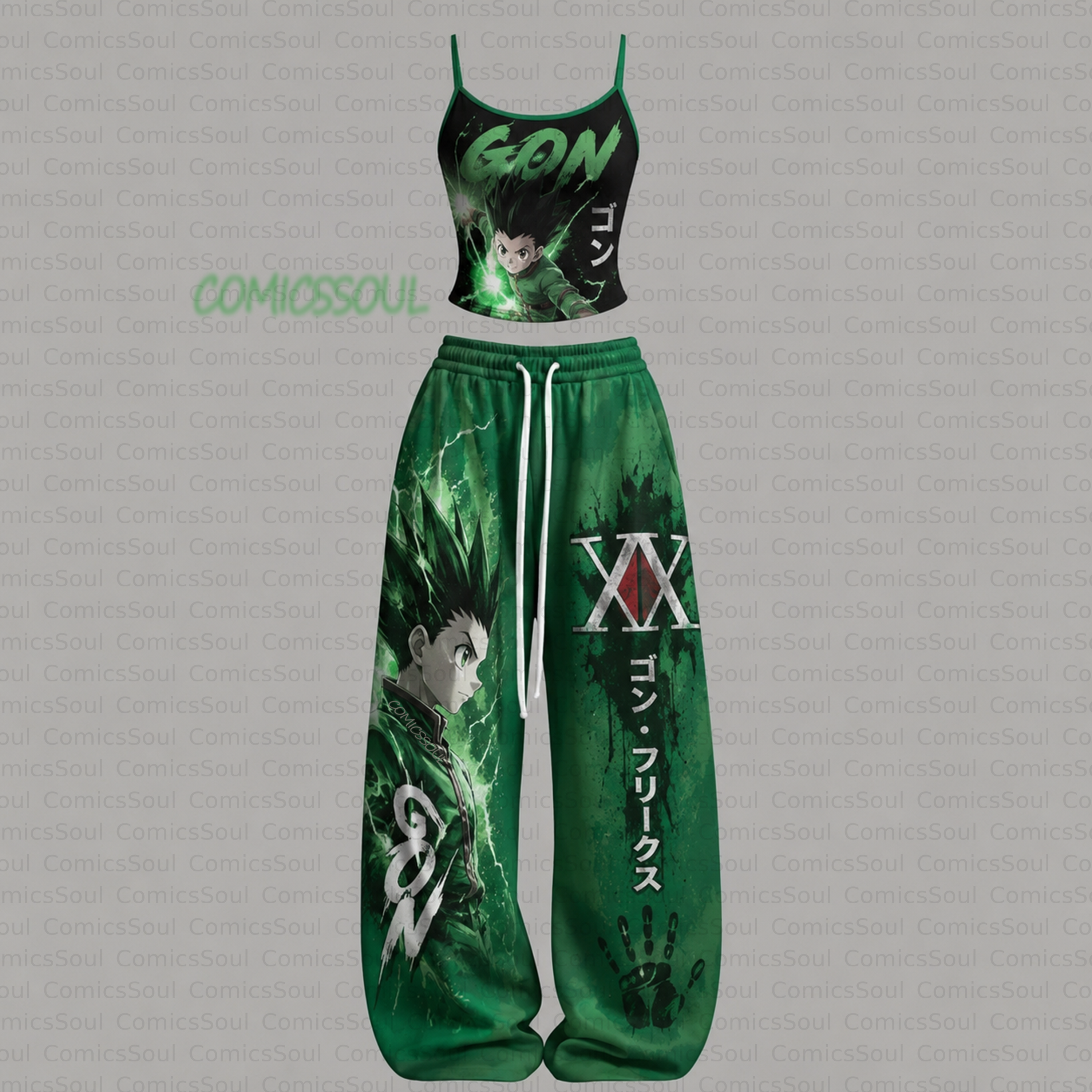 HUNTER×HUNTER Top & Elasticated Trousers Two-Piece Set