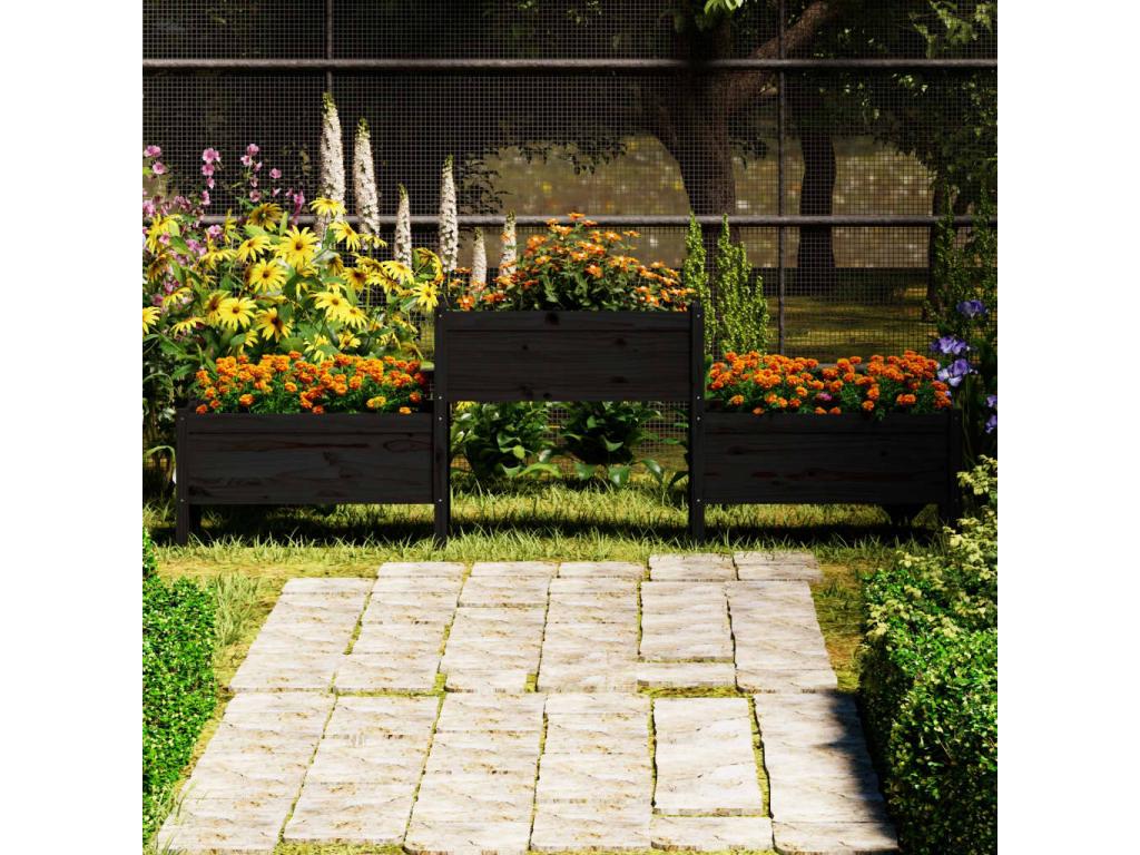 Decoratodo madera maciza de pino negro 245,5x44x75 cm