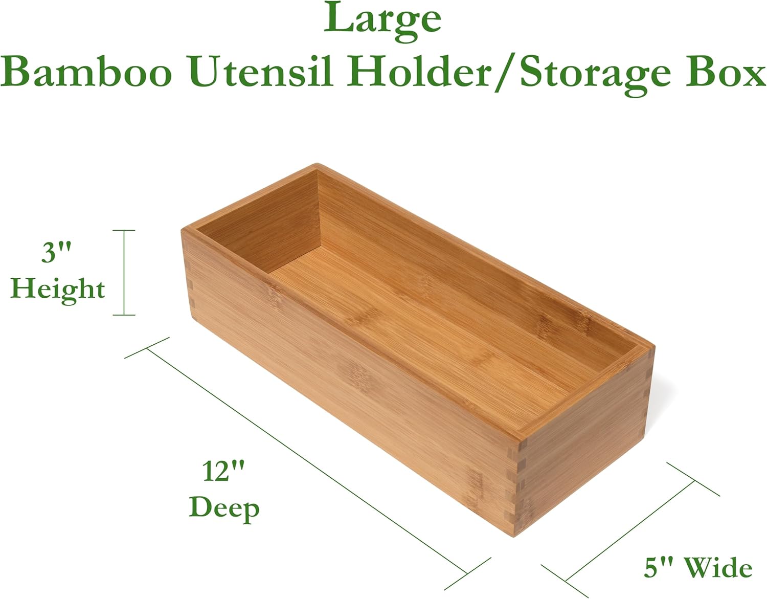 Lipper International Bamboo Utensil Holder Storage Box for Cooking Tools, Makeup, or Office Supplies, 5