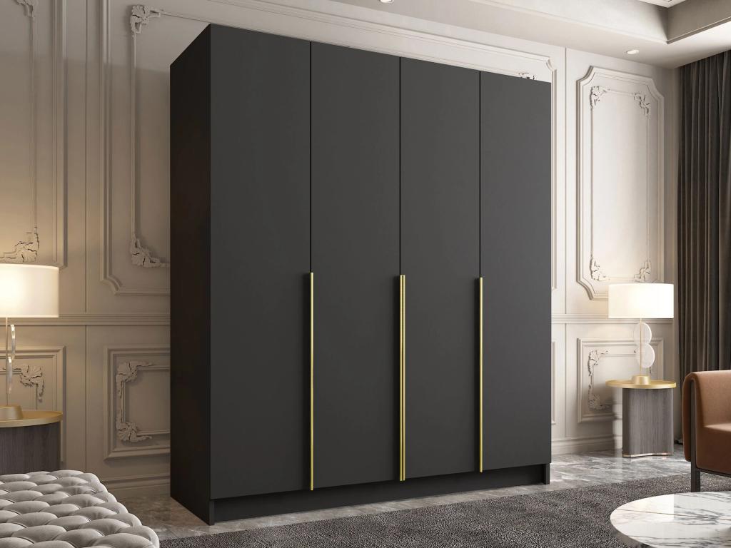 Armario Mueblesclasic 199 Negro | Dorado 215x200x58cm Puertas de armario - Con bisagras