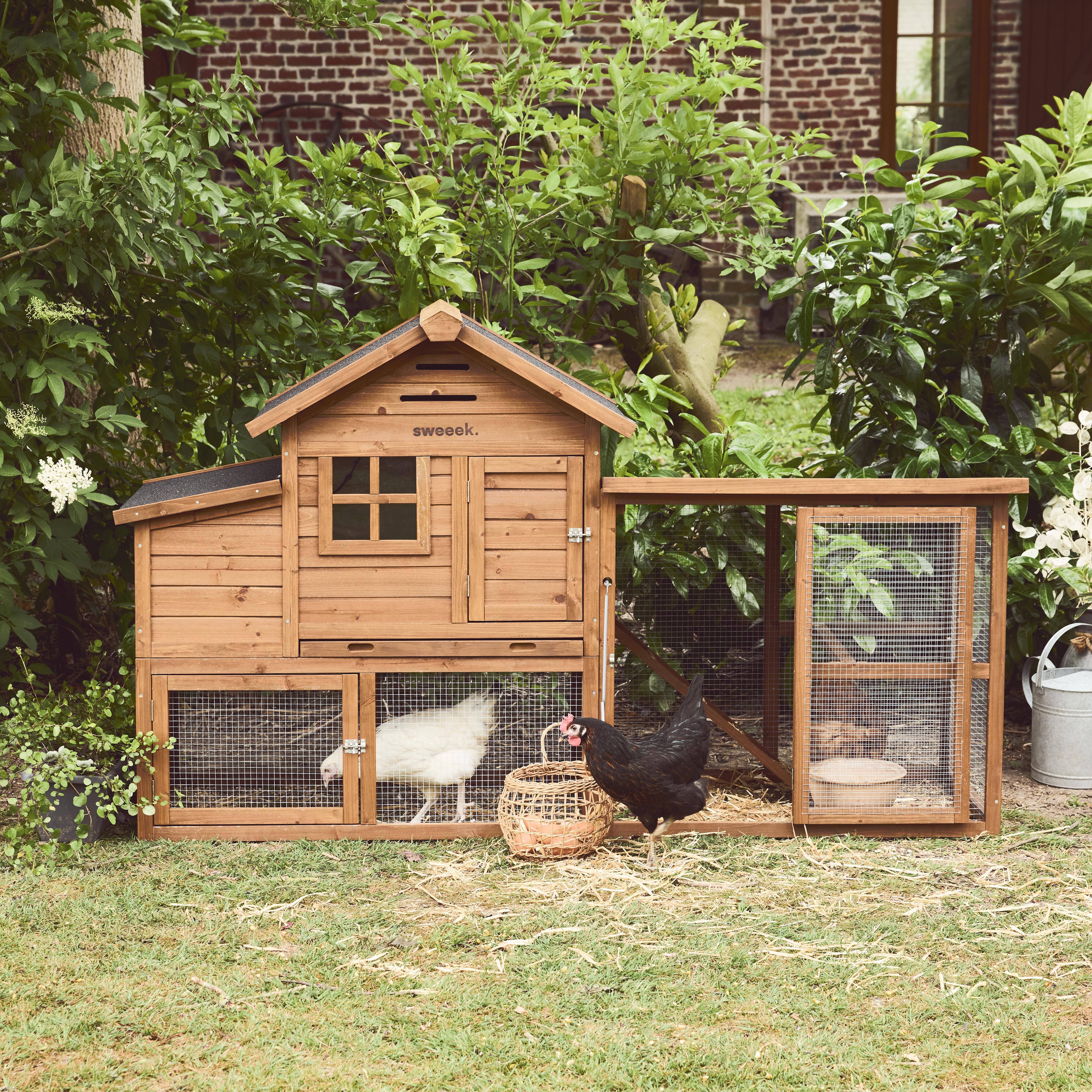 Geline - Gallinero de madera con corral para 4 gallinas