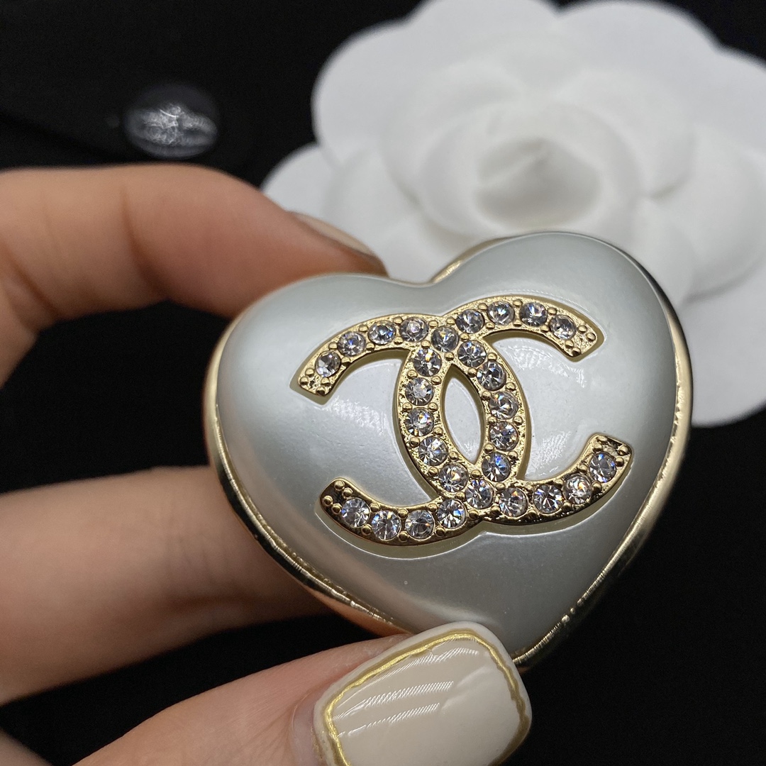 Chanel White Heart Brooch - Original Replica Club