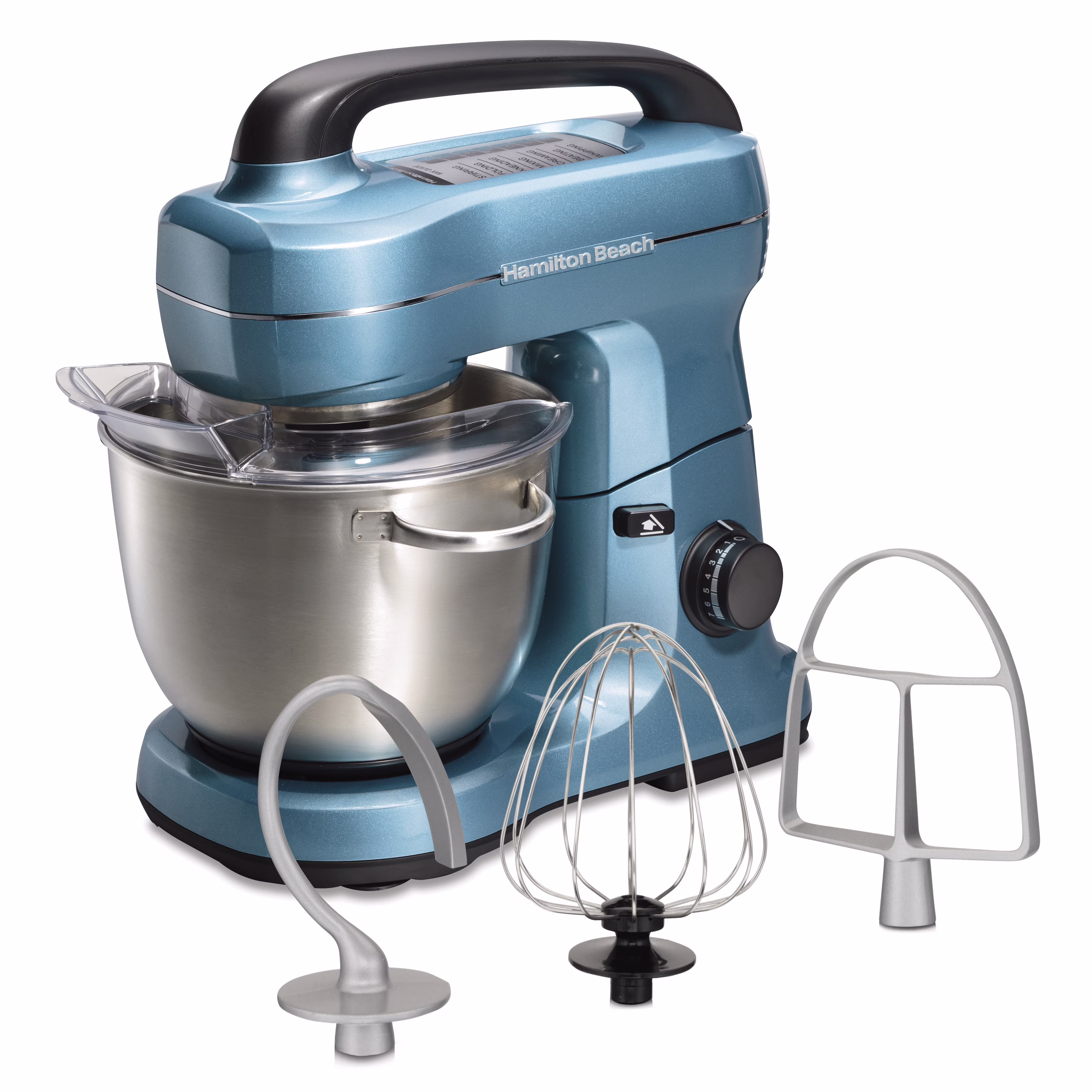 Hamilton Beach 4 Quart Stand Mixer for Kitchen, 7 Speeds, Tilt-Head, Dough Hook, Whisk & Flat Beater, Black