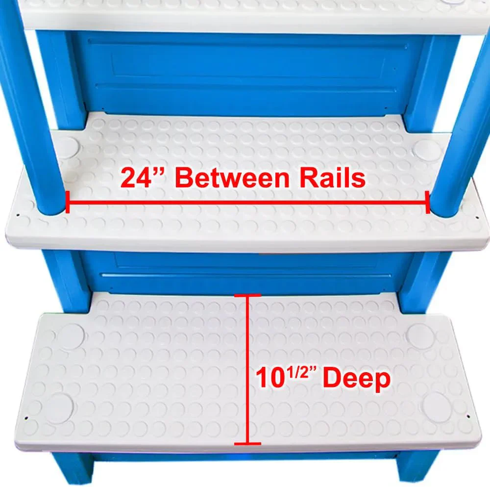 Select Anti-Slip in-Pool Steps | Gray | for Above Ground Swimming Pools | Can Mount to Decks 48" to 54" H | Safety Stairs Capacity Up to 300 lbs
