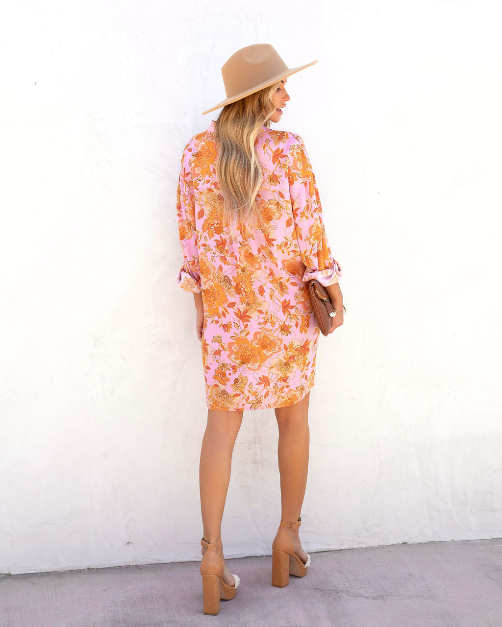 Queen Retro Floral Printed Shirt Dress - Se7enfashion