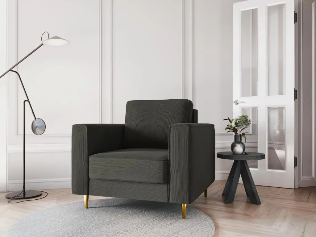 Sillón Quietena de pana negro - 98x97x88cm