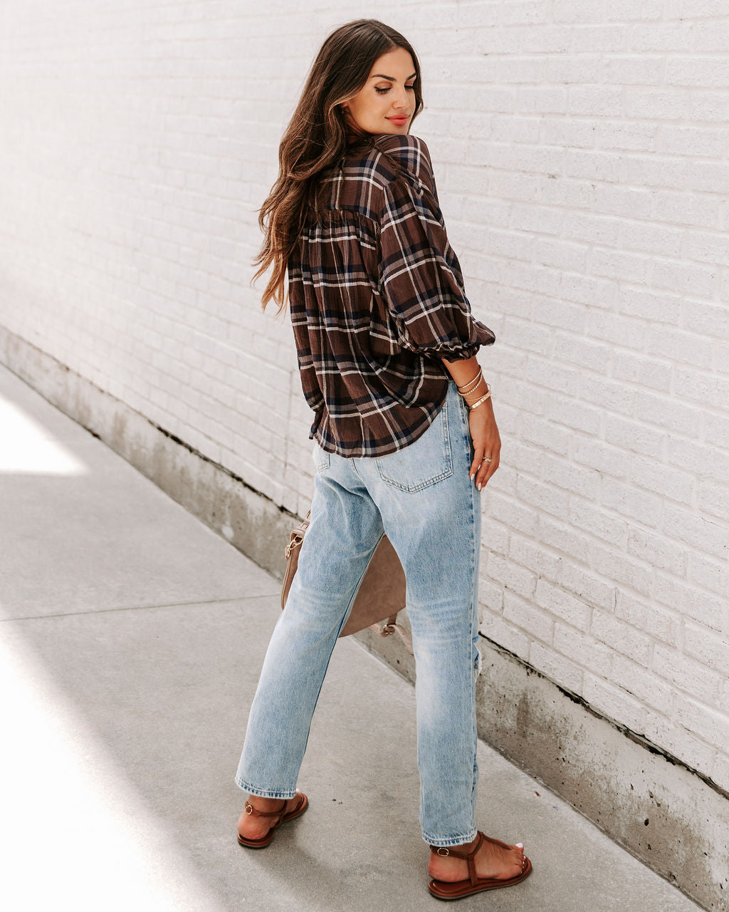 Williamsburg Cotton Plaid Button Down Top - Se7enfashion