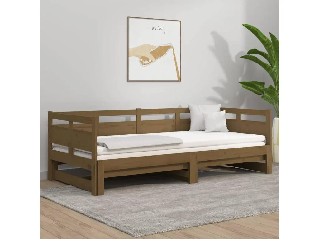 Sofá cama extraíble Decopractico marrón miel 2x(80x200) cm 80686JPMS