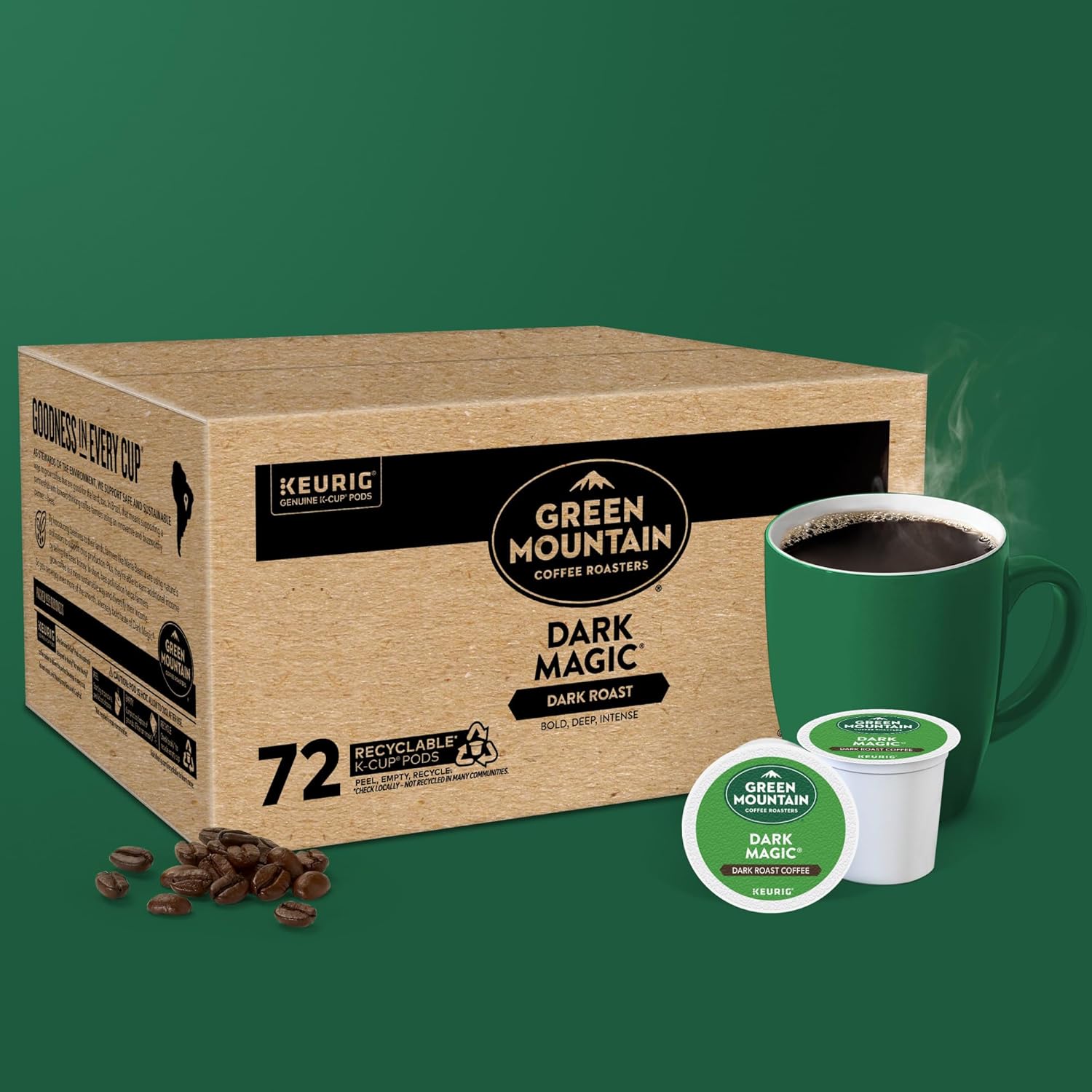 Green Mountain Coffee Roasters Dark Magic Keurig Single-Serve K-Cup Pods. Dark Roast Coffee. 72 Count
