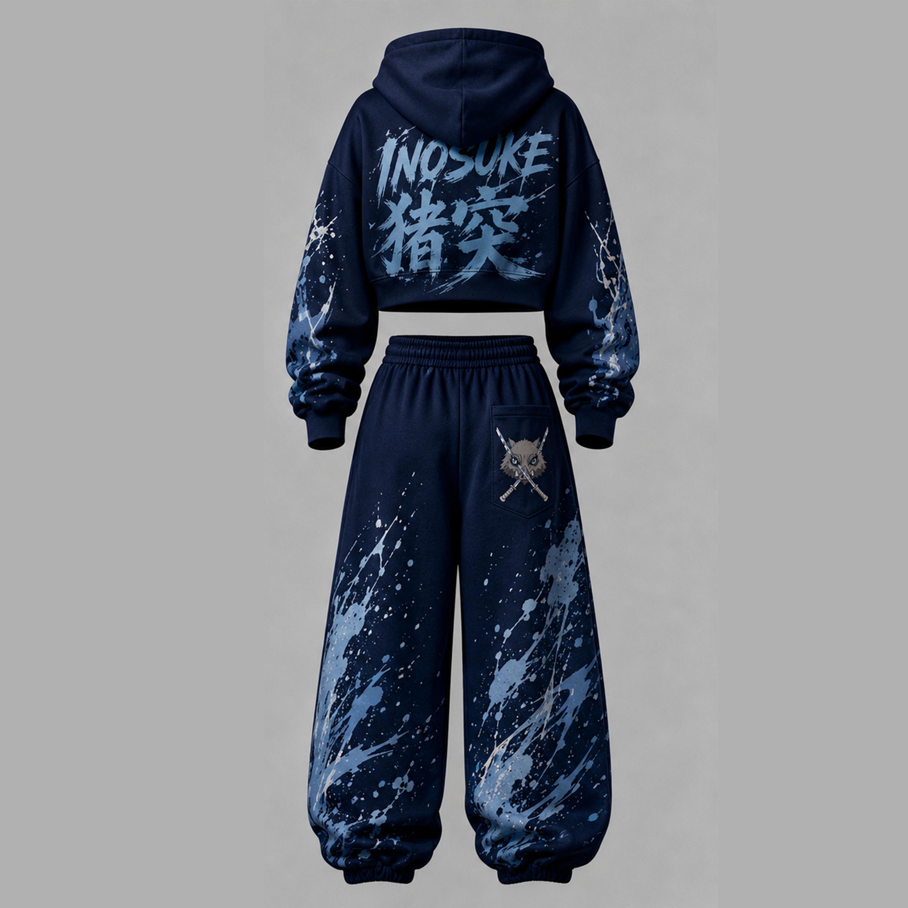 Demon Slayer Cropped Long Sleeve Hoodie & High Waist Jogger Pants Two Piece TeeThreads Sustain the Scene with Custom Apparel