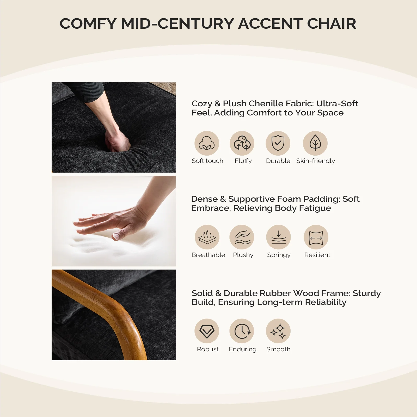 Ktaxon Accent Chair Corduroy Upholstered Armchair, Reading Club Chair with Pillow and Solid Wood Frame for Living Room Bedroom Furniture Off White - Image 53