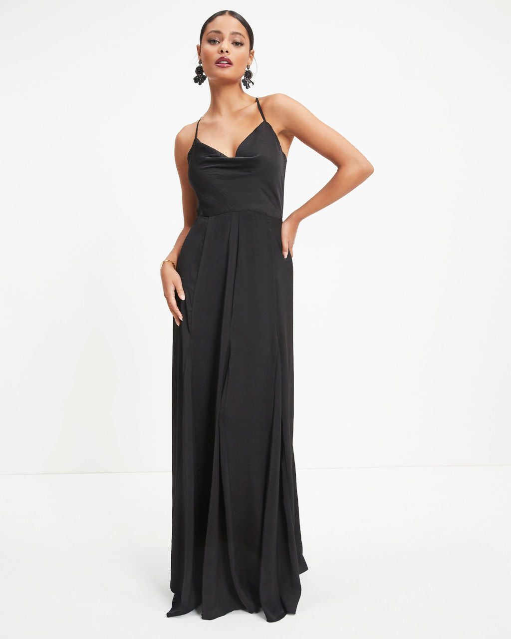 Hey Bella Satin Cowl Neck Maxi Dress - Black - FINAL SALE - Se7enfashion