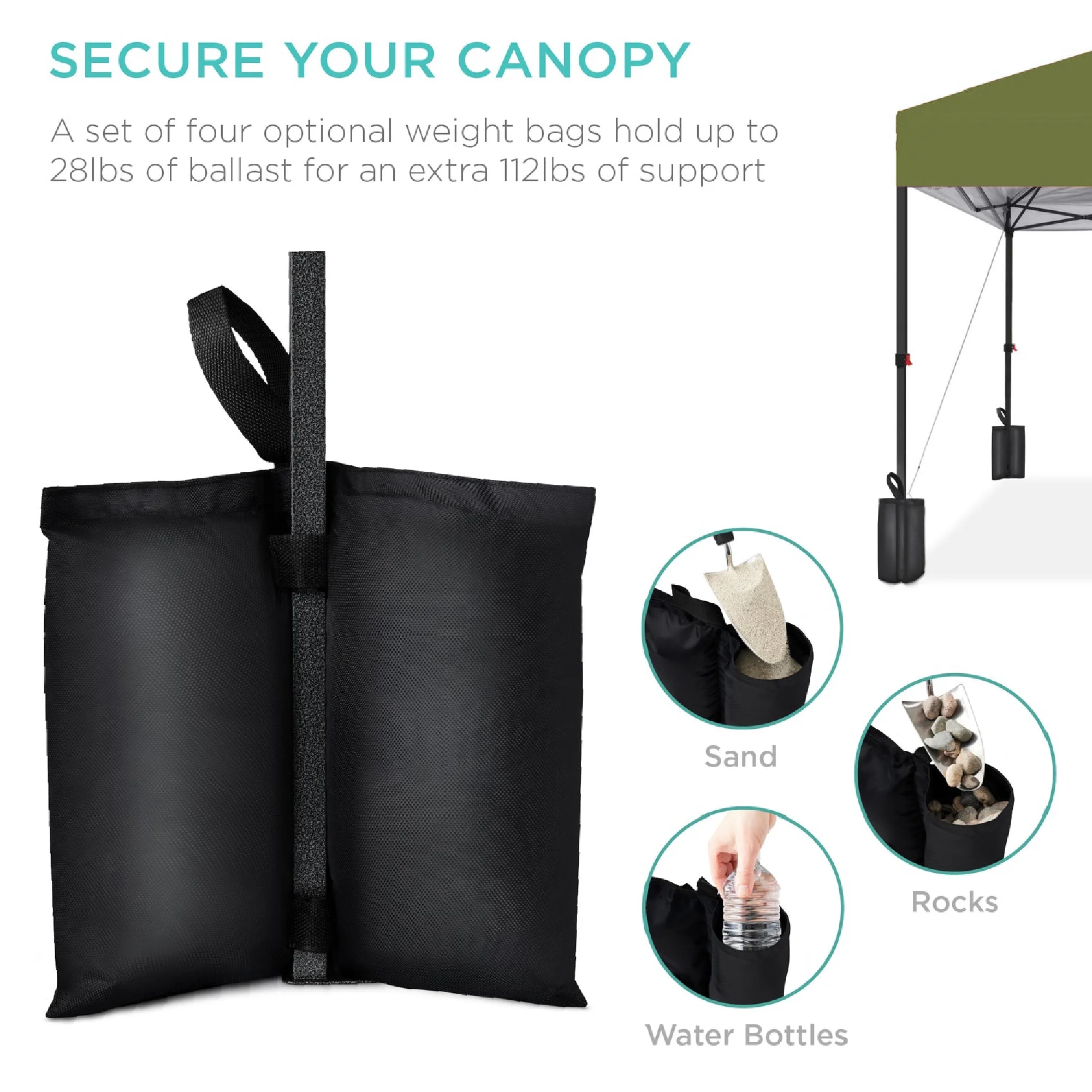 Best Choice Products 10x10ft Easy Setup Pop Up Canopy w/ 1-Button Setup, Wheeled Case, 4 Weight Bags - White - Image 50