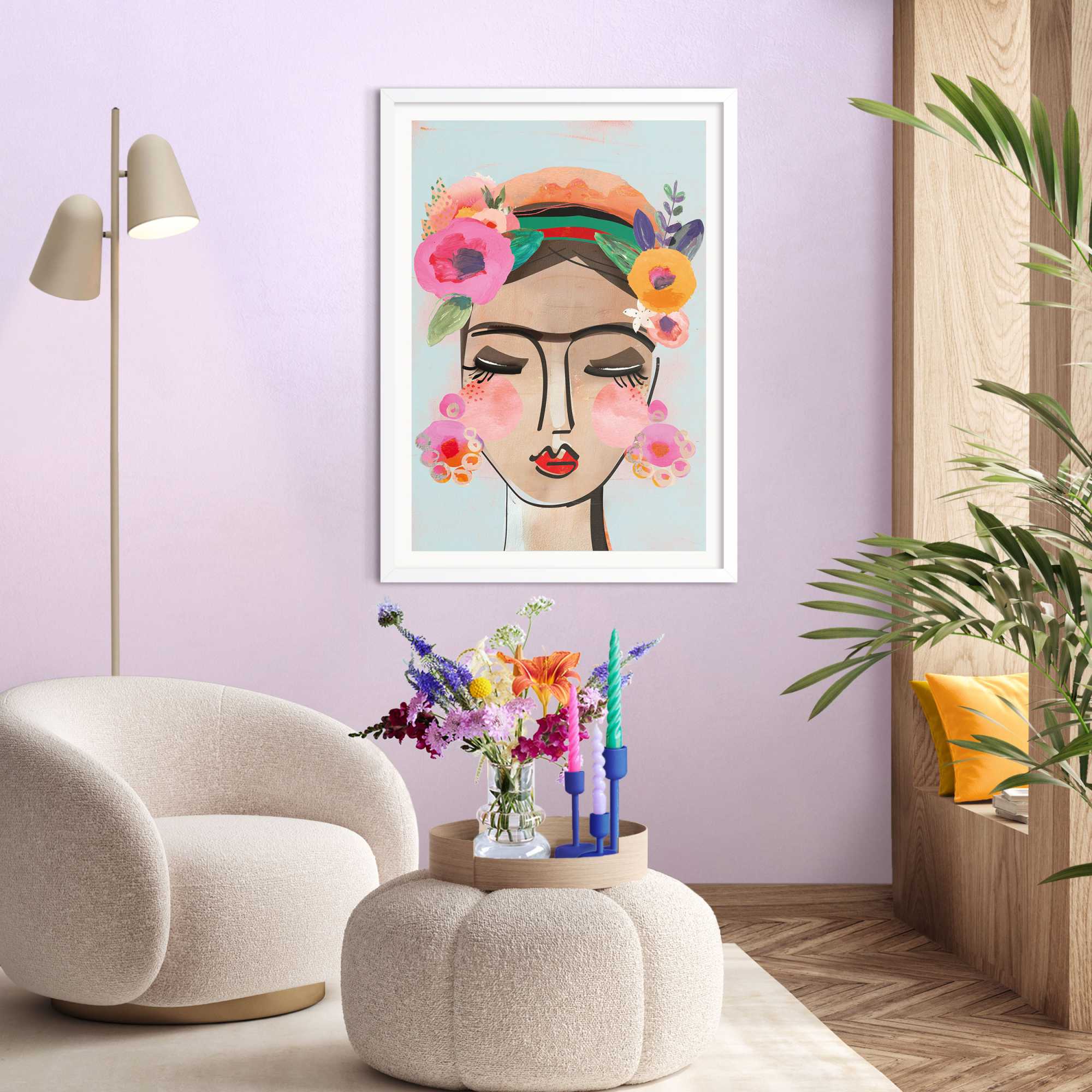 Reinders - Colourful Face - Schilderij 70x50cm Wit
