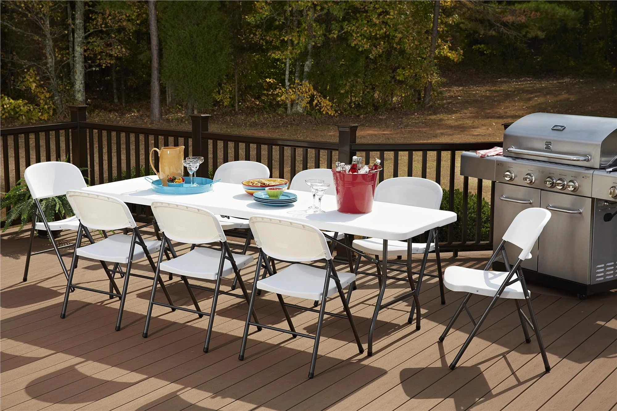 Cosco 8 Foot Centerfold Folding Table, White - Image 6